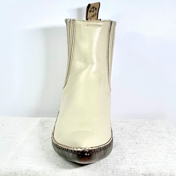 El Canelo Ivory Leather Boots Men’s Charro Western Pull-On Handmade in Mexico - Picture 6 of 16